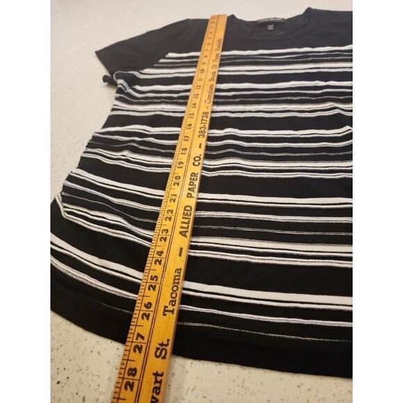 lane bryant 18 20 short sleeve Sweater Black White Stripes Slimming Ruching - Picture 4 of 7